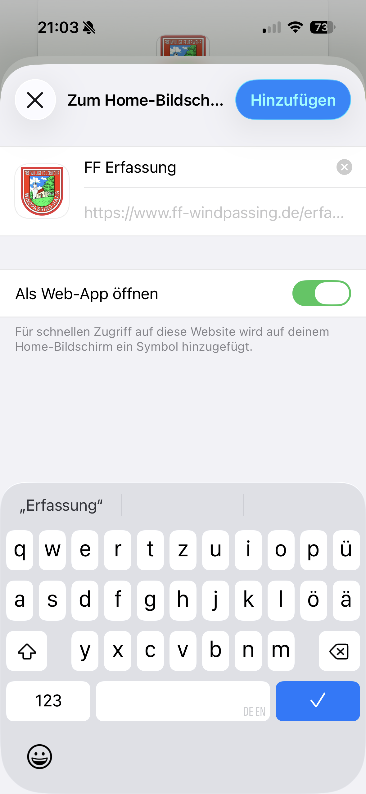 Mit Hinzufügen bestätigen