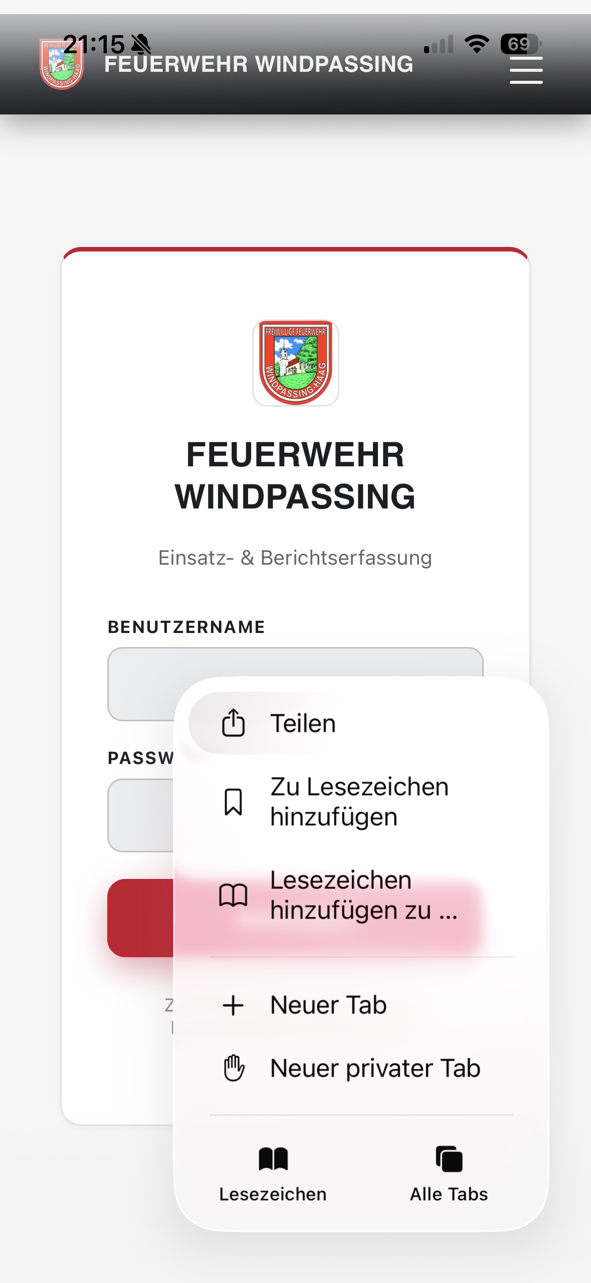 Im Menü auf Teilen tippen